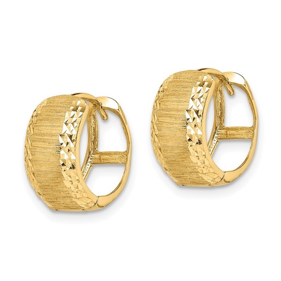 14K D/C and Textured Hoop Earrings - Picture 4 of 4